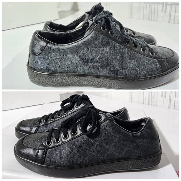 Authentic Gucci Ace Brooklyn Graphite GG Supreme Low Top Sneakers Black/Grey - Picture 8 of 12